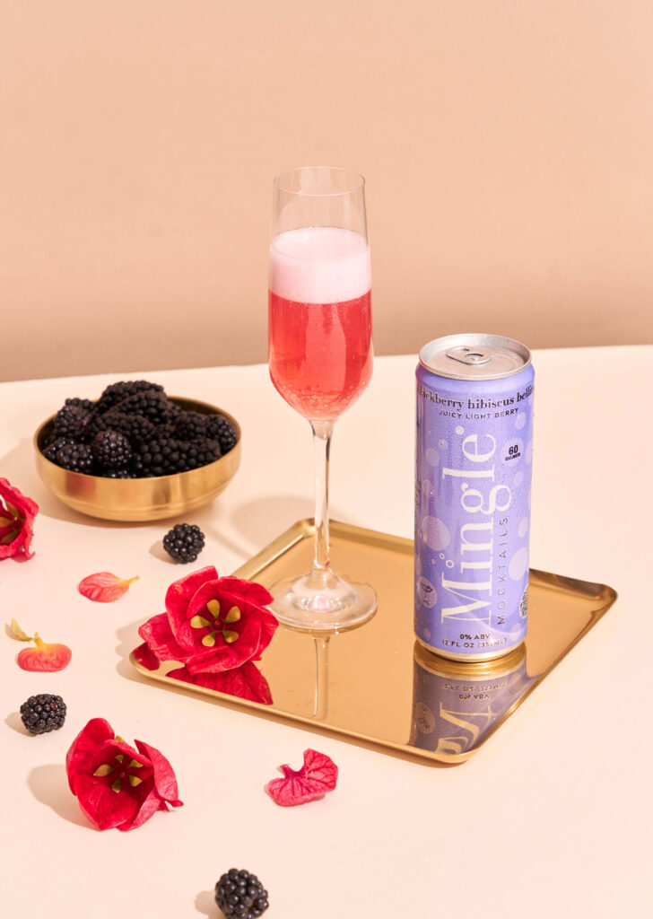 Mingle Mocktails Non-Alcoholic Blackberry Hibiscus Bellini by Mingle Mocktails